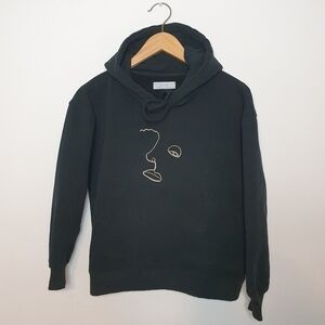 Oak + Fort Abstract Face Black Hoodie Size S